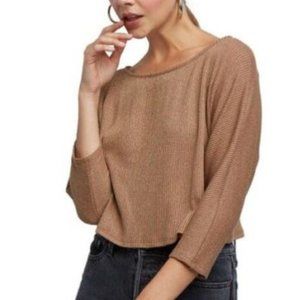 Rachel Pally Metallic Rib Knit Cropped Sweater